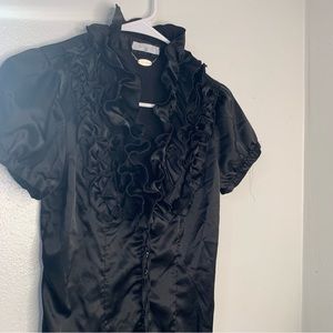 NWOT Business Casual Black Ruffle Work Top